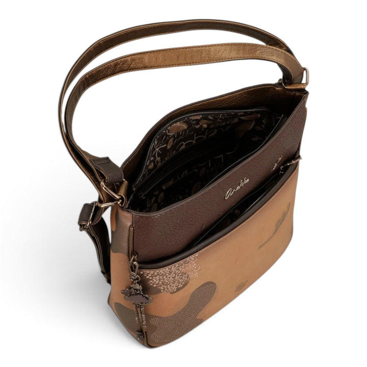 ada-shoes.ro Anekke Voyage convertible handbag and backpack in brown tones with patterned interior and zip closure