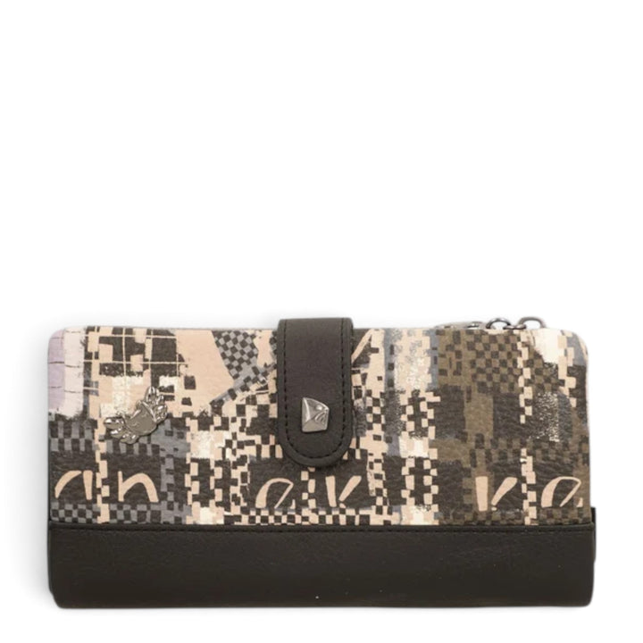 ada-shoes.ro Anekke Iron RFID wallet in patterned PU leather with flap closure and detachable card holder