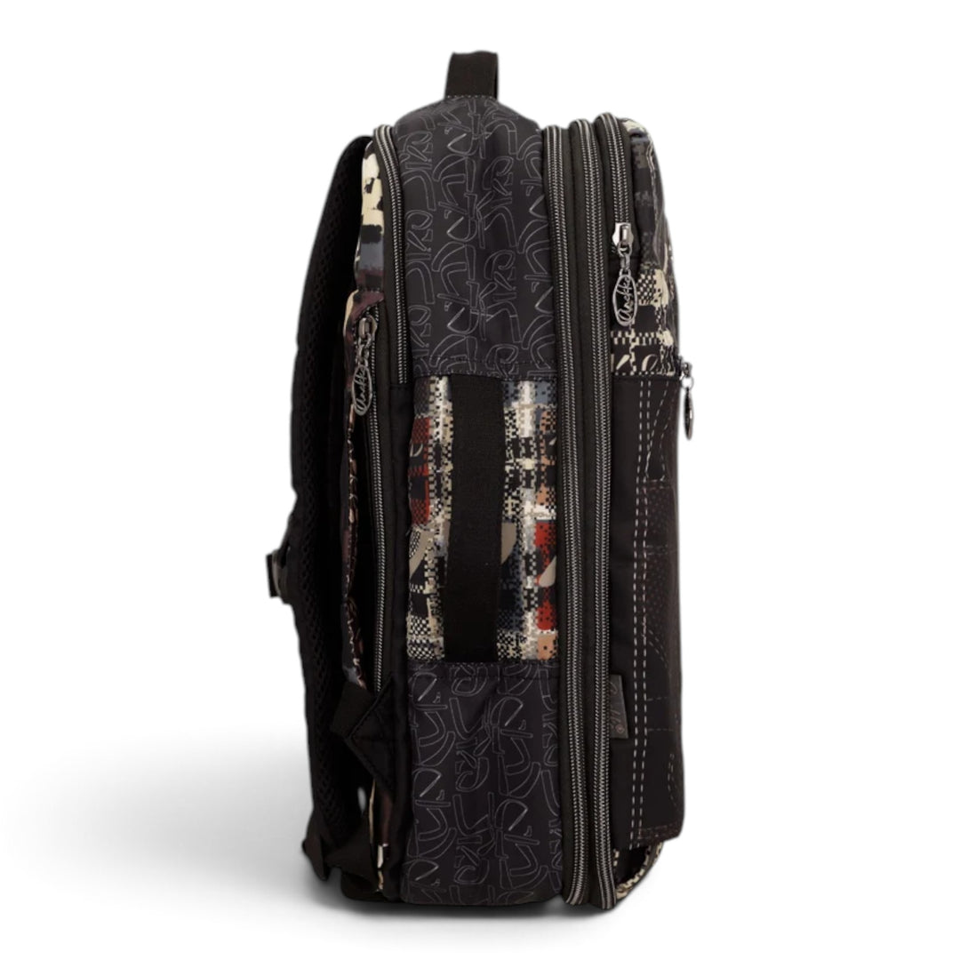 ada-shoes.ro Anekke Iron travel backpack with suitcase-style opening and patterned polyester fabric side view