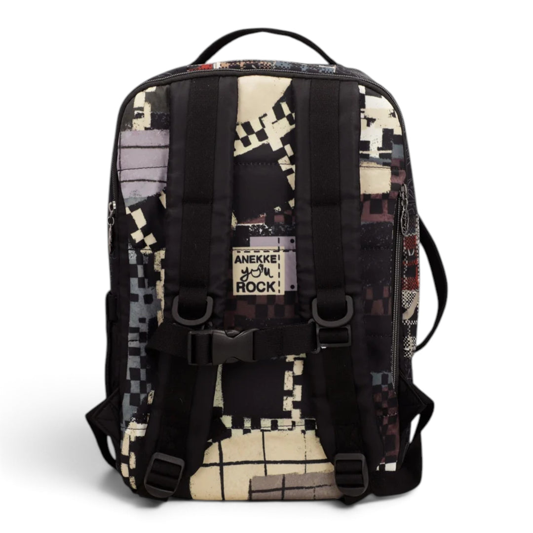 ada-shoes.ro Anekke Iron travel backpack with padded straps and back panel, featuring a patterned design.