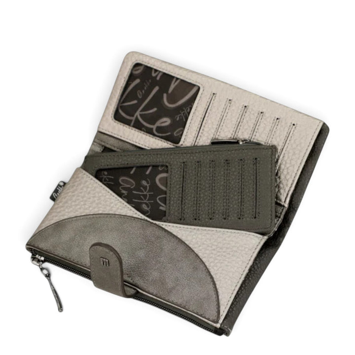 ada-shoes.ro Anekke Melody RFID wallet with removable card holder, featuring grey and beige textured faux leather.