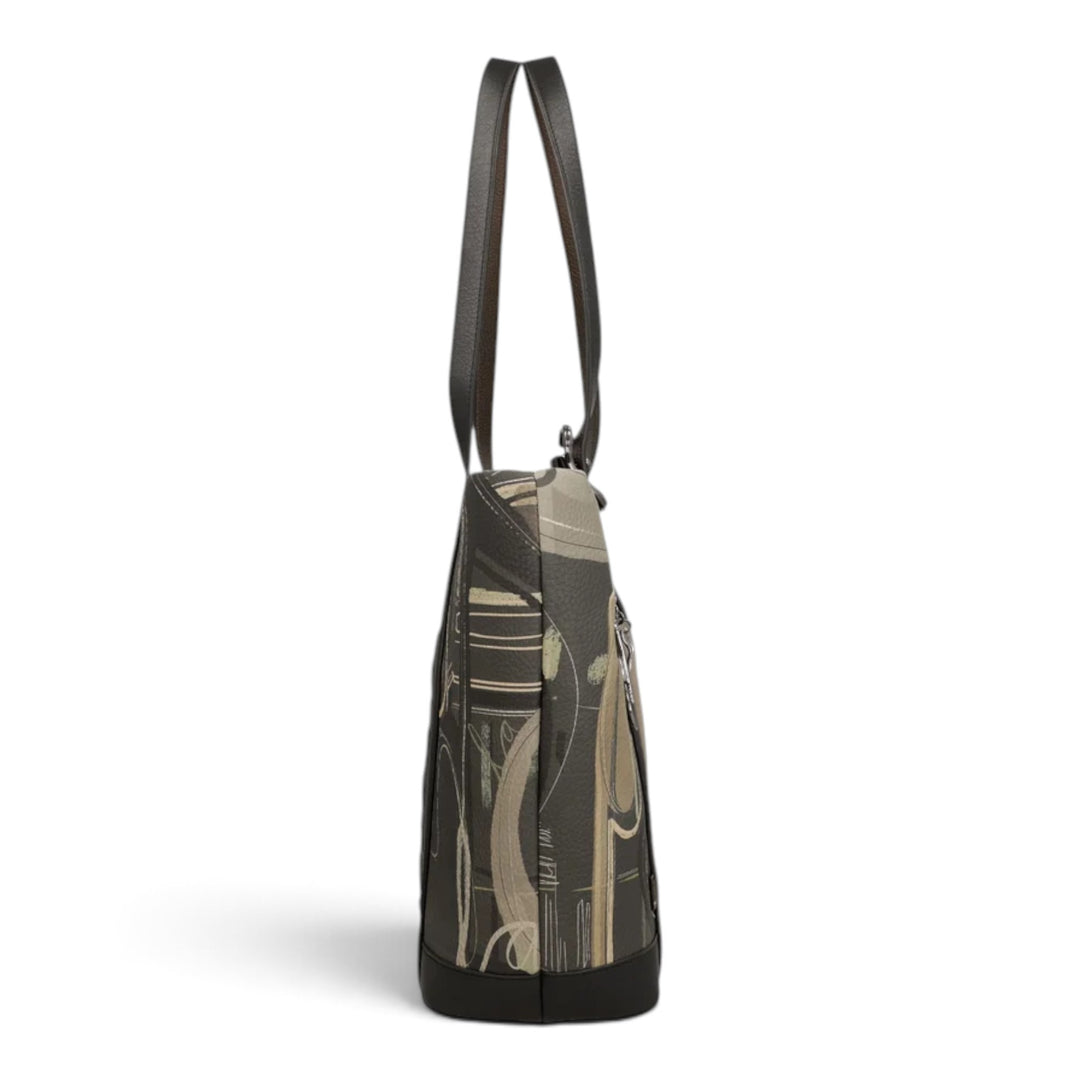 ada-shoes.ro Anekke Melody shoulder bag in grey and black with abstract musical-themed patterns and dual shoulder straps