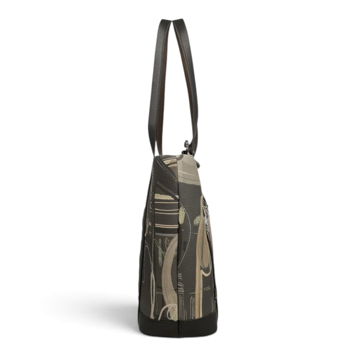 ada-shoes.ro Anekke Melody shoulder bag in grey and black with abstract musical-themed patterns and dual shoulder straps
