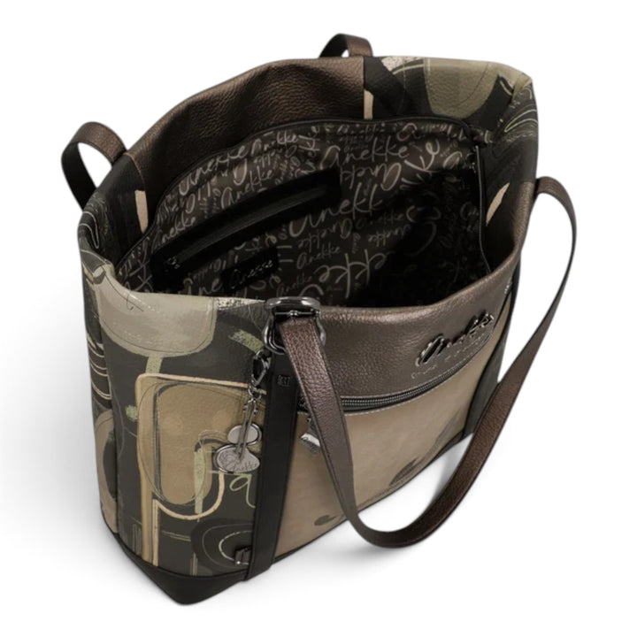 ada-shoes.ro Anekke Melody shoulder bag with patterned exterior, spacious interior, and metallic shoulder straps.