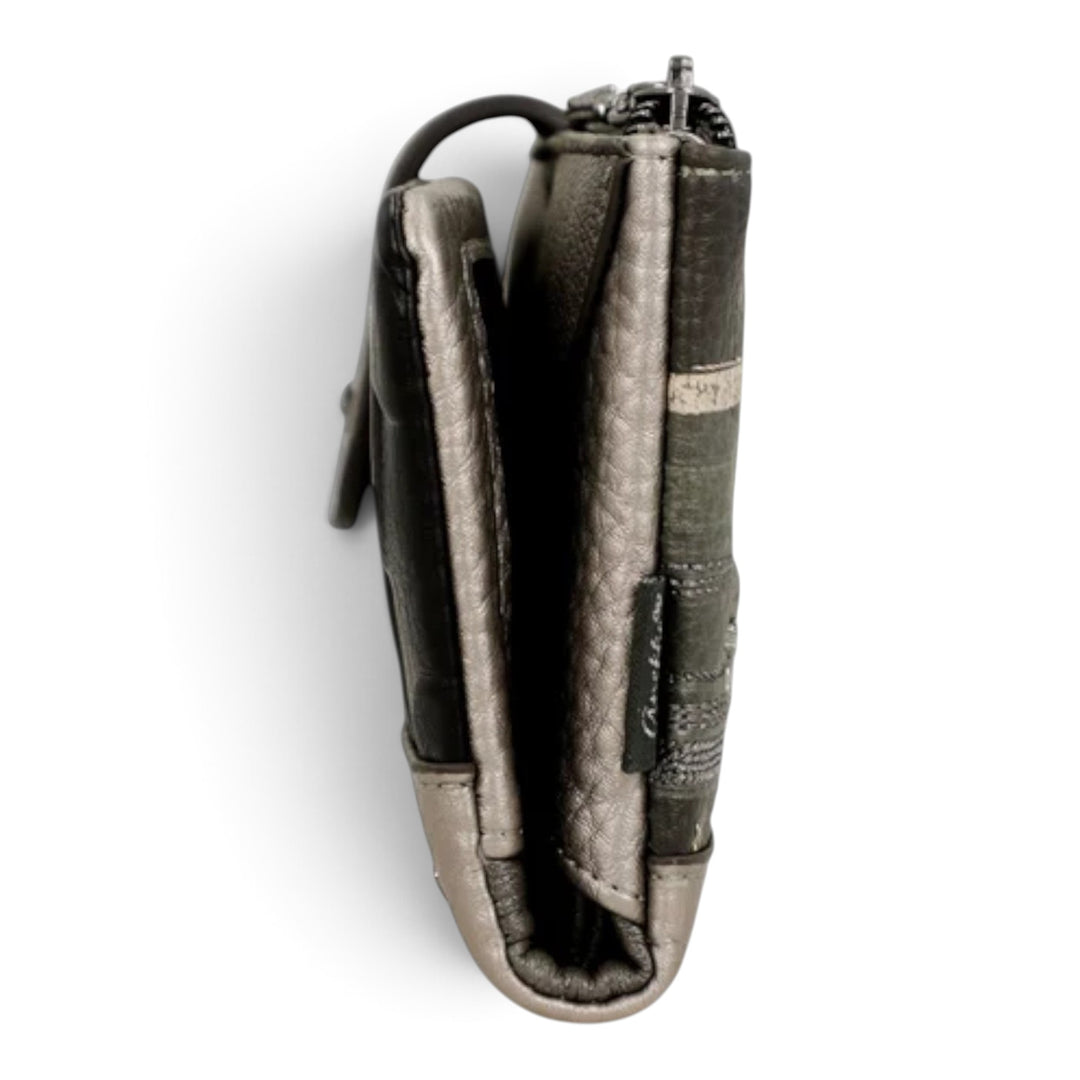 ada-shoes.ro Anekke Melody RFID casual wallet in metallic grey and green tones with side zipper closure