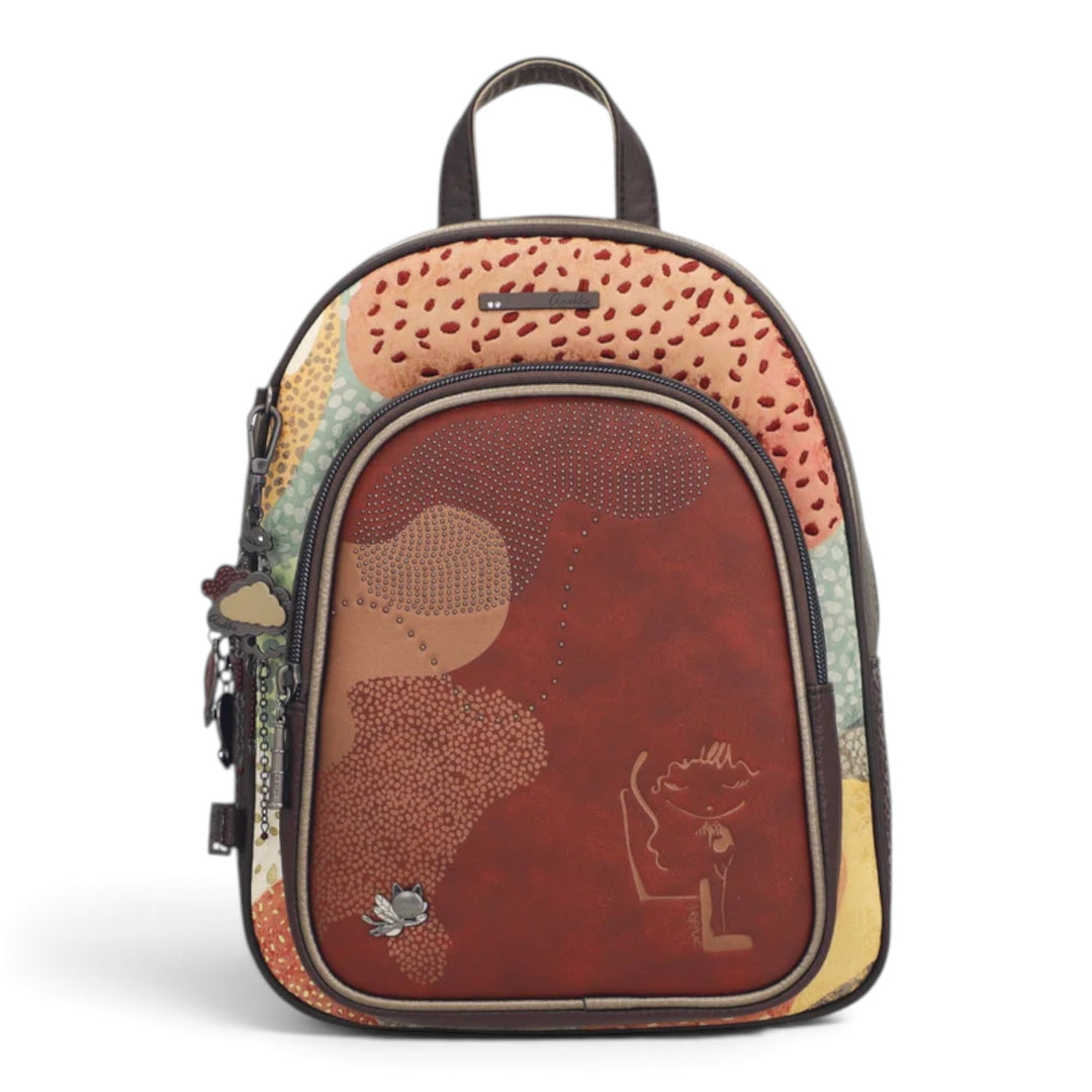 ada-shoes.ro Anekke Odyssey casual backpack with artistic print, front zip pocket, and adjustable straps.