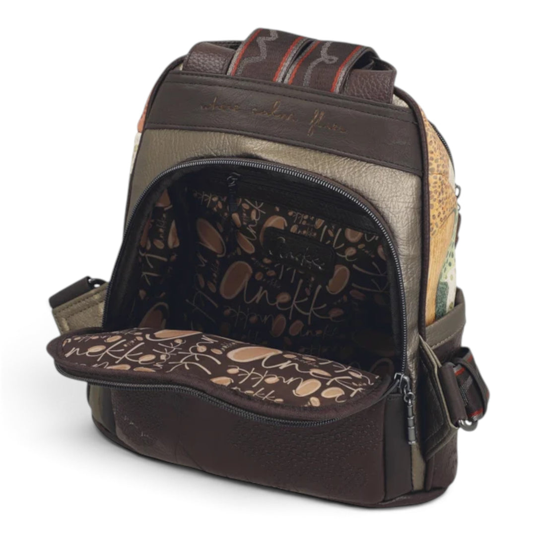 ada-shoes.ro Anekke Odyssey casual backpack with open front zippered compartment and patterned interior lining