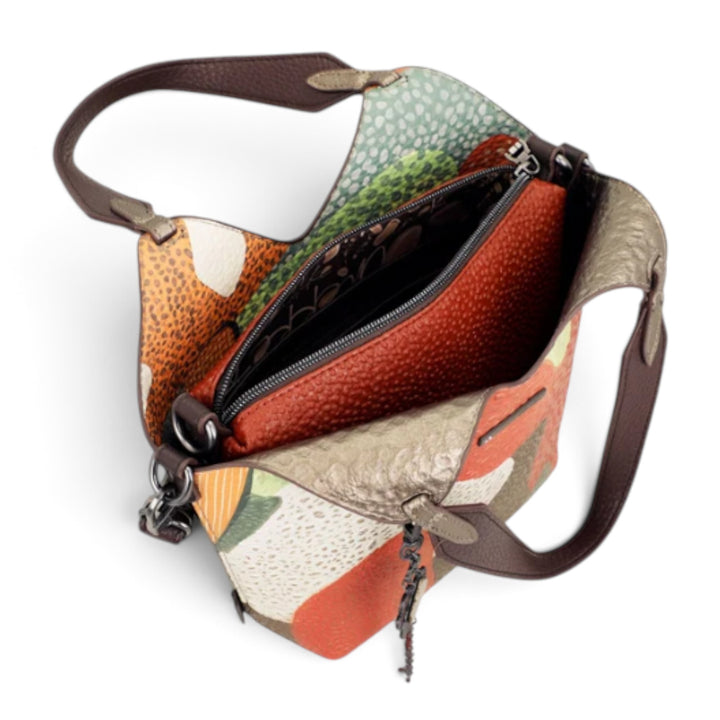 ada-shoes.ro Anekke Odyssey 2-in-1 handbag with colorful patterned PU leather, zipper closure, and dual carry handles.