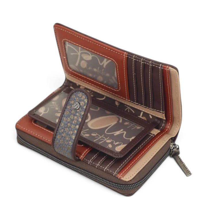 ada-shoes.ro Anekke Odyssey medium rigid wallet with RFID protection, multiple card slots, and zippered coin pocket.