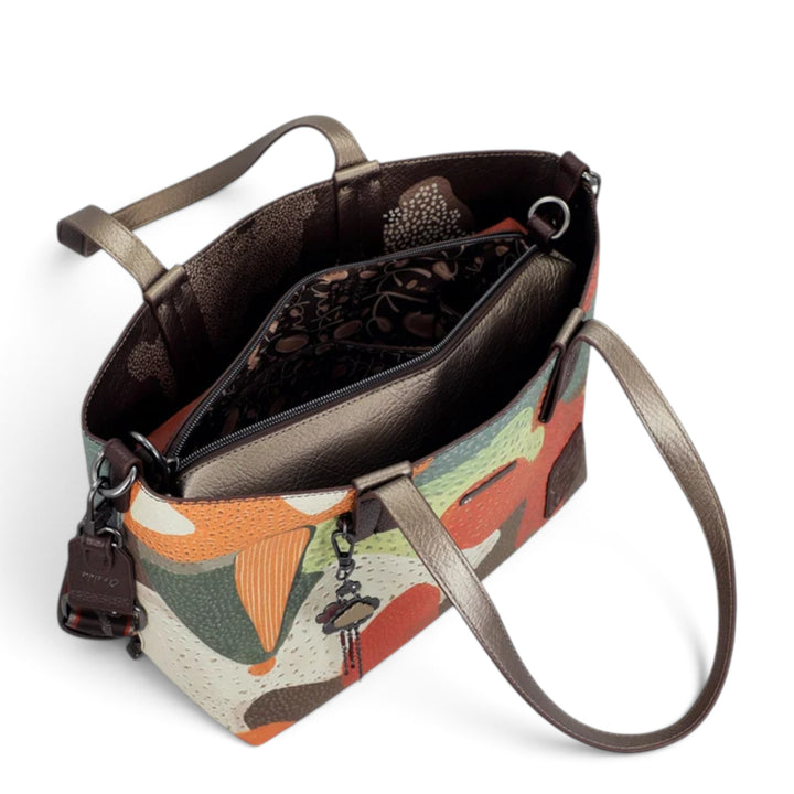 ada-shoes.ro Anekke Odyssey 2-in-1 shopper bag with removable inner pouch, featuring colorful abstract print and PU