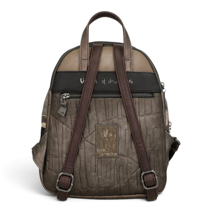 ada-shoes.ro Anekke Orchestra casual backpack in metallic bronze with adjustable brown straps and rear zip pocket