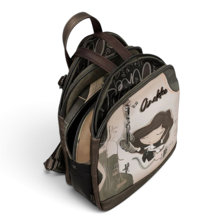 ada-shoes.ro Anekke Orchestra casual backpack with three zippered compartments and artistic illustration