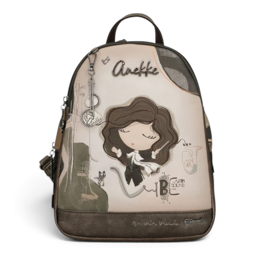 ada-shoes.ro Anekke Orchestra casual backpack with artistic character print, three compartments, and adjustable straps.