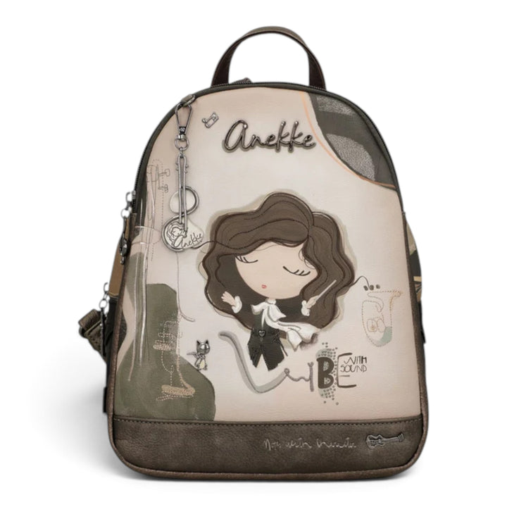 ada-shoes.ro Anekke Orchestra casual backpack with artistic character print, three compartments, and adjustable straps.