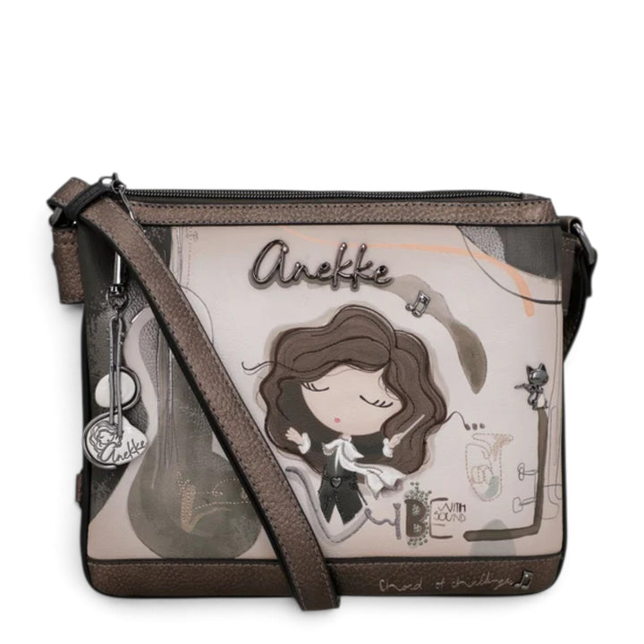 ada-shoes.ro Anekke Orchestra crossbody bag with musical theme print, adjustable strap, and zip closure.
