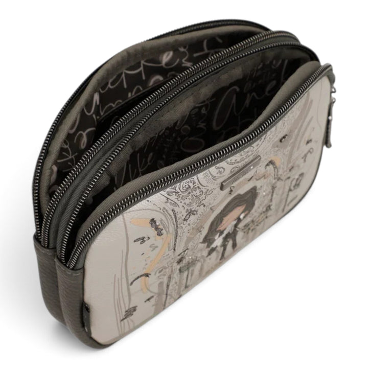 ada-shoes.ro Anekke Orchestra compact crossbody bag with two zippered compartments and illustrated design