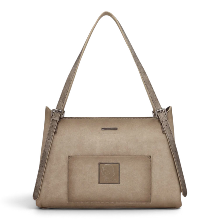 ada-shoes.ro Anekke Essence taupe shoulder bag with decorative front pocket and dual straps