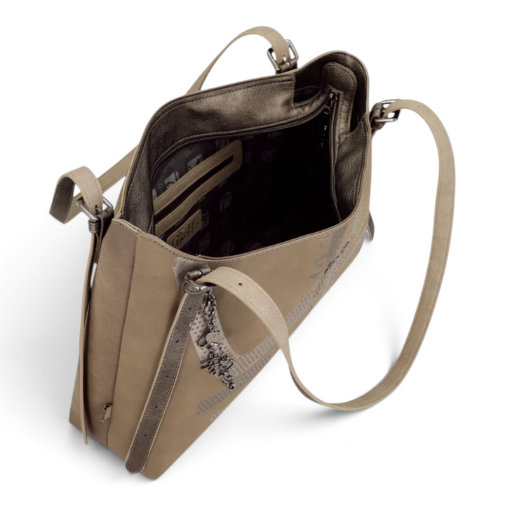 ada-shoes.ro Anekke Essence taupe shoulder bag with decorative charm, zip closure, and spacious interior
