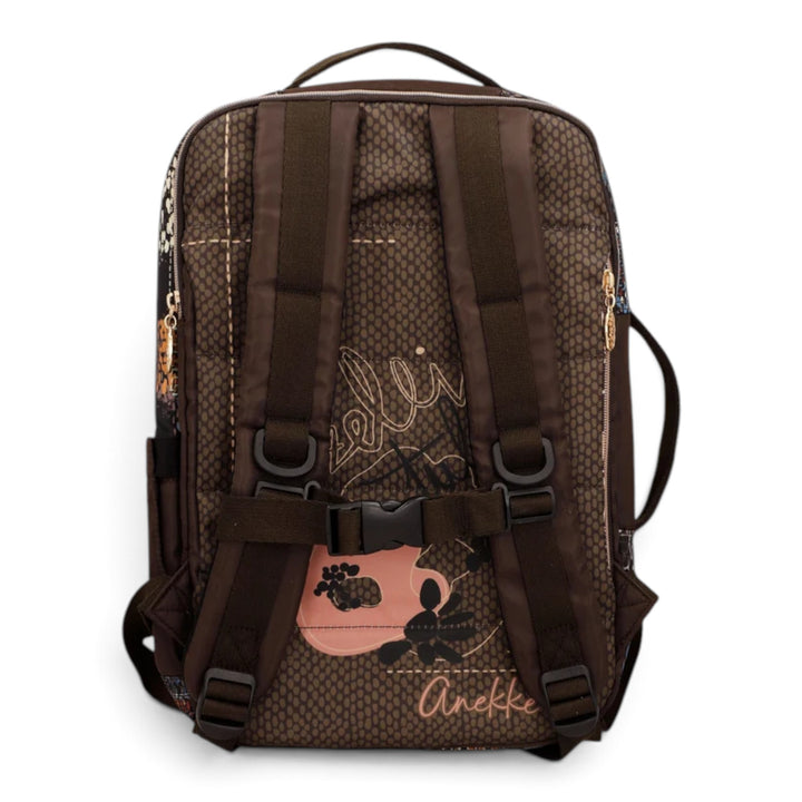 ada-shoes.ro Anekke Tulip travel backpack in brown polyester with floral print and adjustable straps