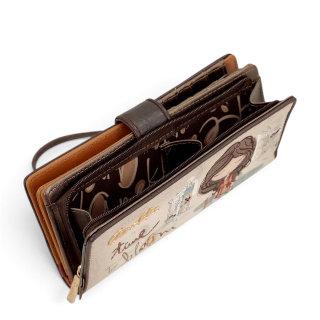 ada-shoes.ro Anekke Tulip large RFID wallet with floral print, zip coin pocket, and card slots in synthetic leather