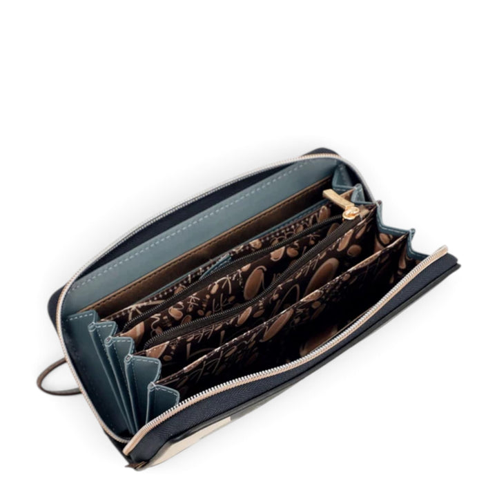 ada-shoes.ro Anekke Tulip large wallet with open zipper, multiple card slots, and patterned interior lining