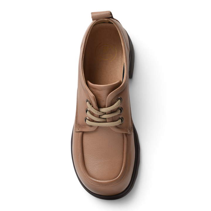 ada-shoes.ro Formazione beige leather casual shoes with lace-up closure and flexible sole, top view