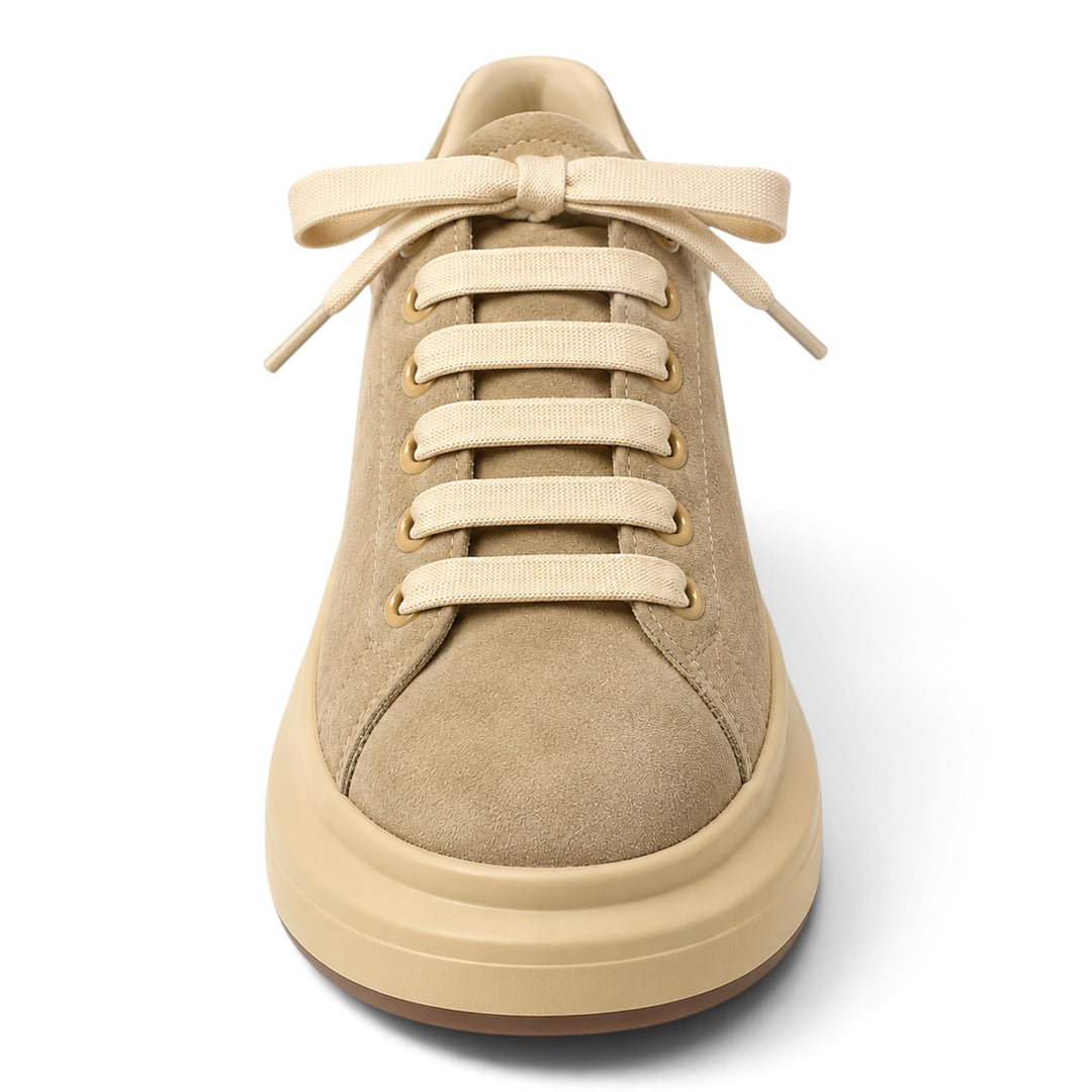 ada-shoes.ro Pass Collection beige suede sneakers with thick platform soles and matching laces for a casual look.