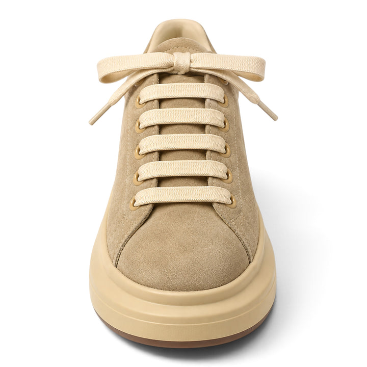 ada-shoes.ro Pass Collection beige suede sneakers with thick platform soles and matching laces for a casual look.