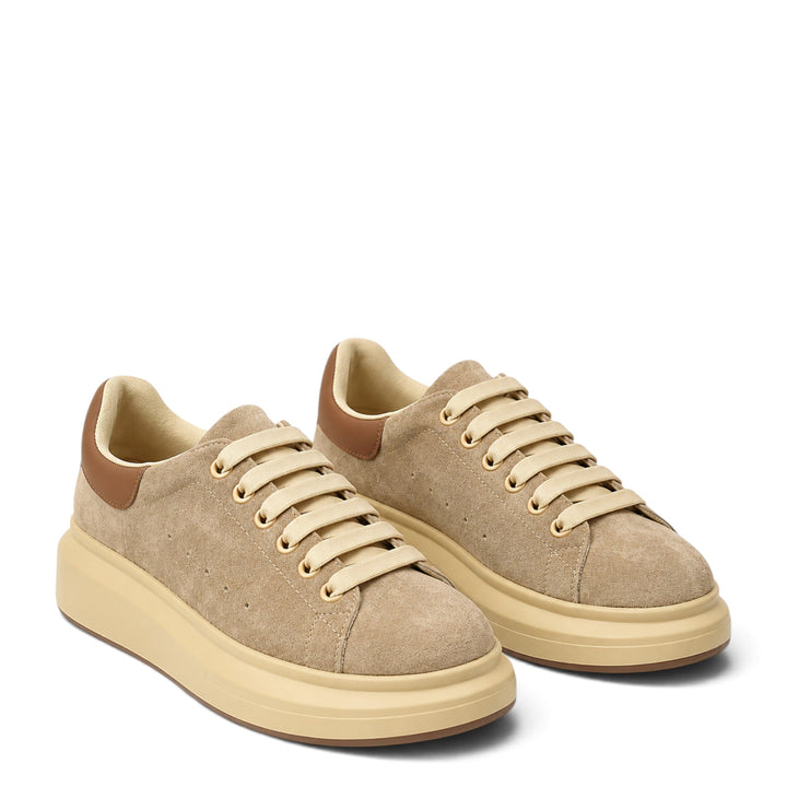 ada-shoes.ro beige suede sneakers with thick platform soles and lace-up closure for women