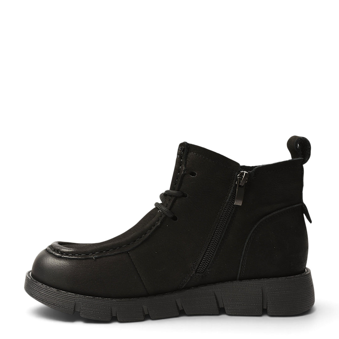 ada-shoes.ro Formazione black casual ankle boots with side zipper, lace-up closure, and flexible 3cm rubber sole.
