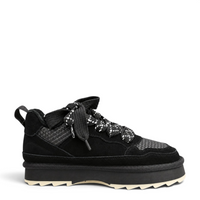 ada-shoes.ro Anna Viotti black chunky sneakers in suede and textile with thick platform sole and patterned laces