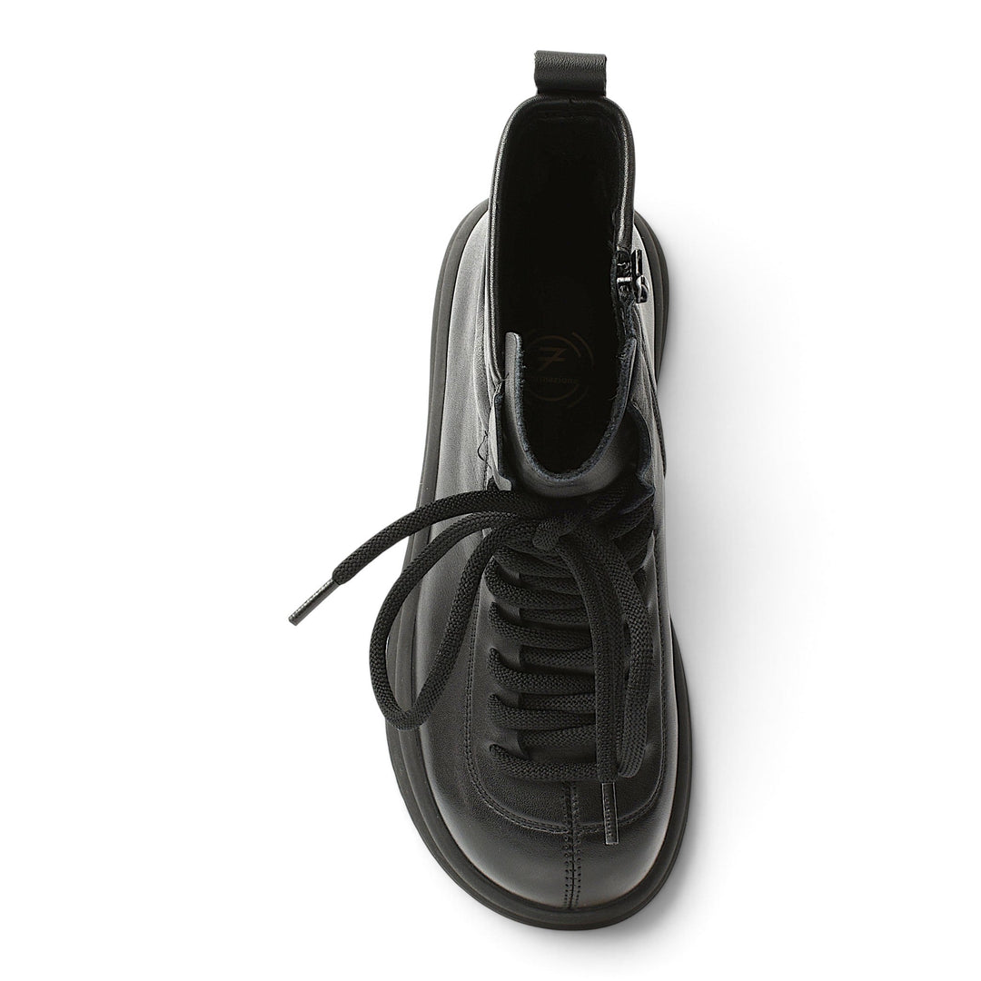 ada-shoes.ro Formazione black leather casual ankle boots with laces and side zipper, top view