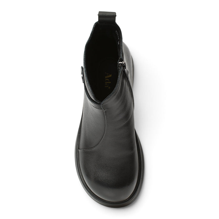 ada-shoes.ro black leather ankle boots with side zipper and flexible sole for daily comfort