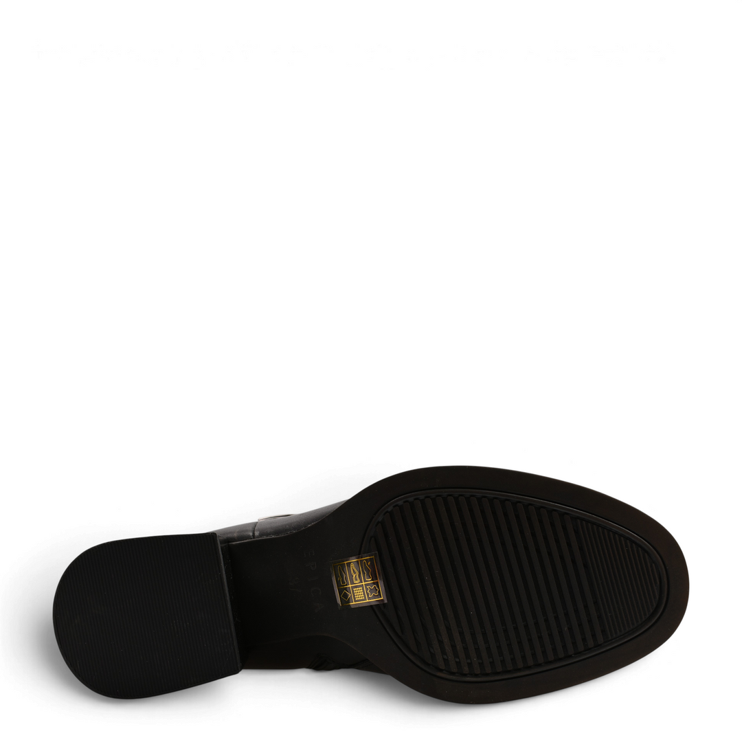 ada-shoes.ro Epica black leather boot sole with a stable block heel and textured non-slip grip
