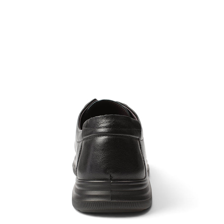 Back view of black leather casual men&
