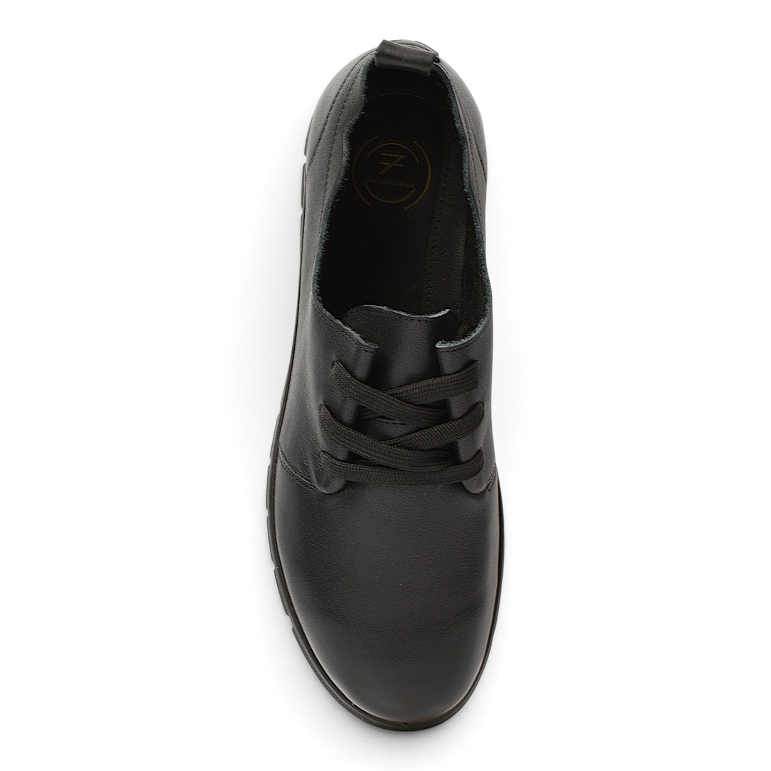 ada-shoes.ro Formazione black leather casual shoes with lace-up closure and stitched sole, top view