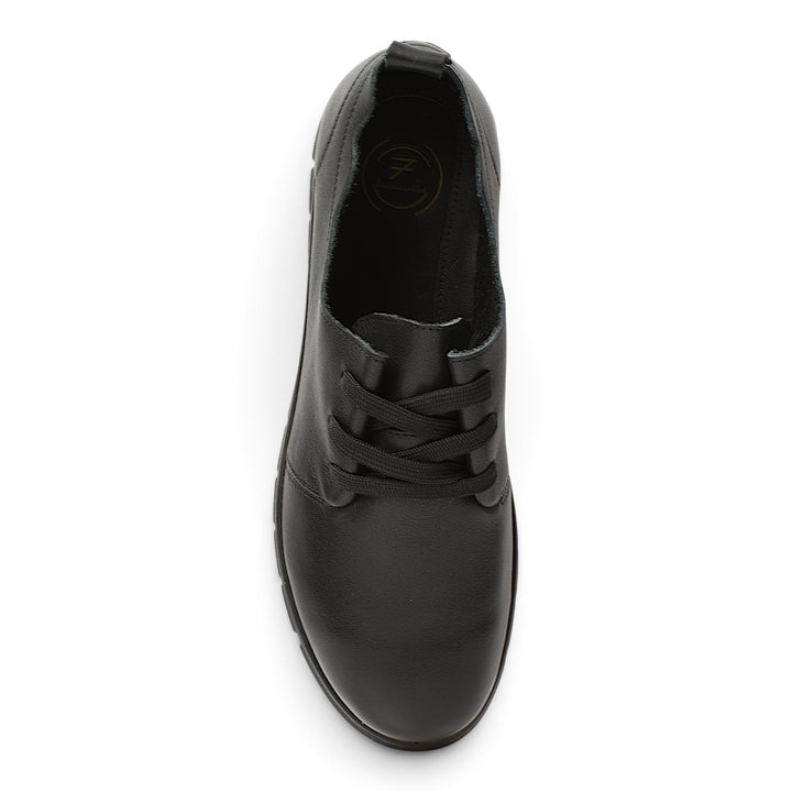 ada-shoes.ro Formazione black leather casual shoes with lace-up closure and stitched sole, top view
