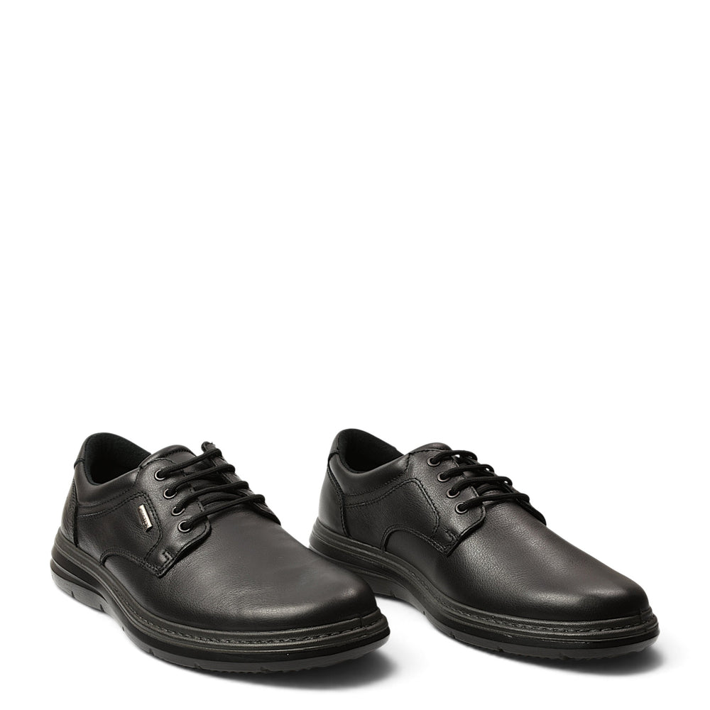 ada-shoes.ro black leather casual men's shoes with lace-up closure and flexible stitched soles