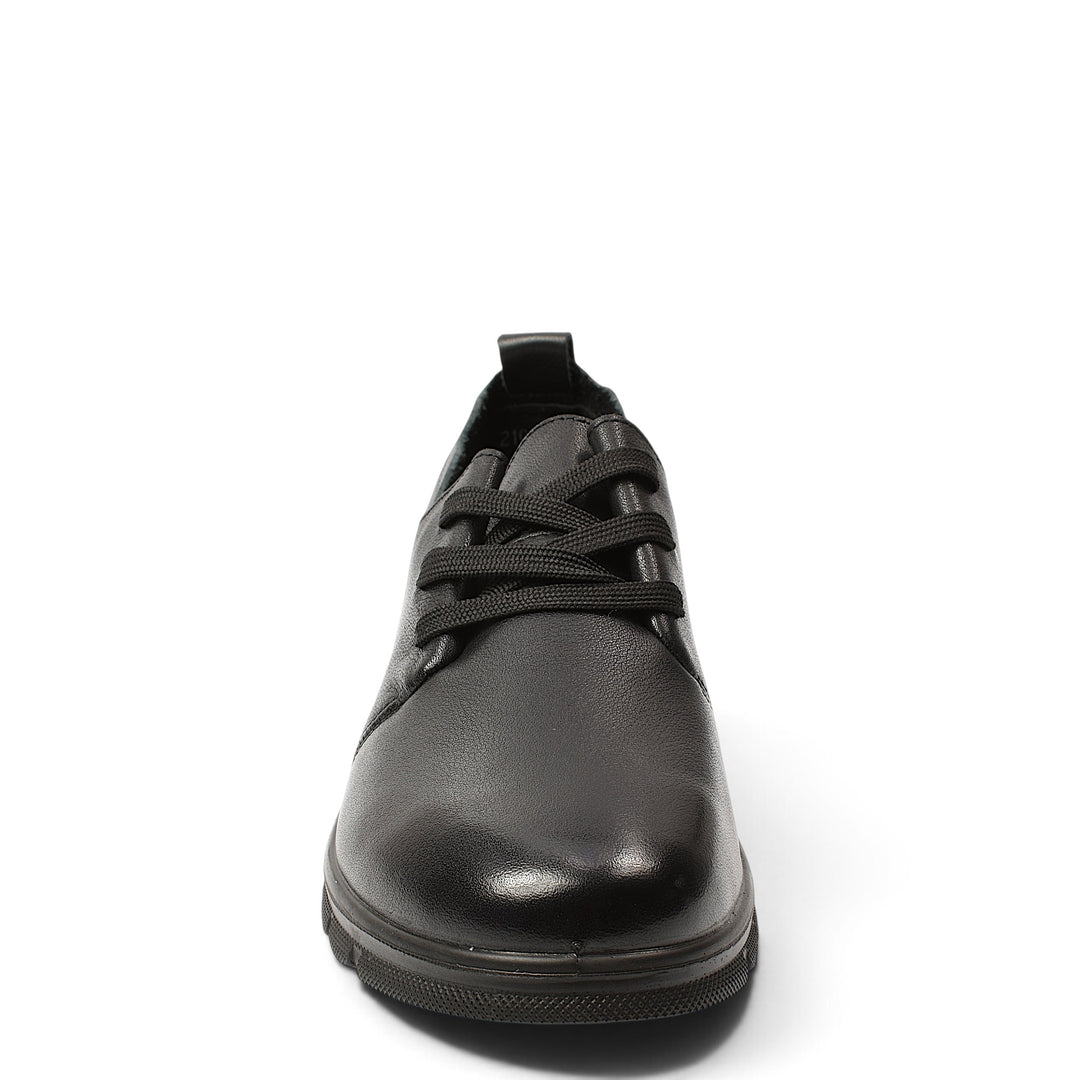 ada-shoes.ro Formazione black leather casual shoes with lace-up closure and flexible stitched sole