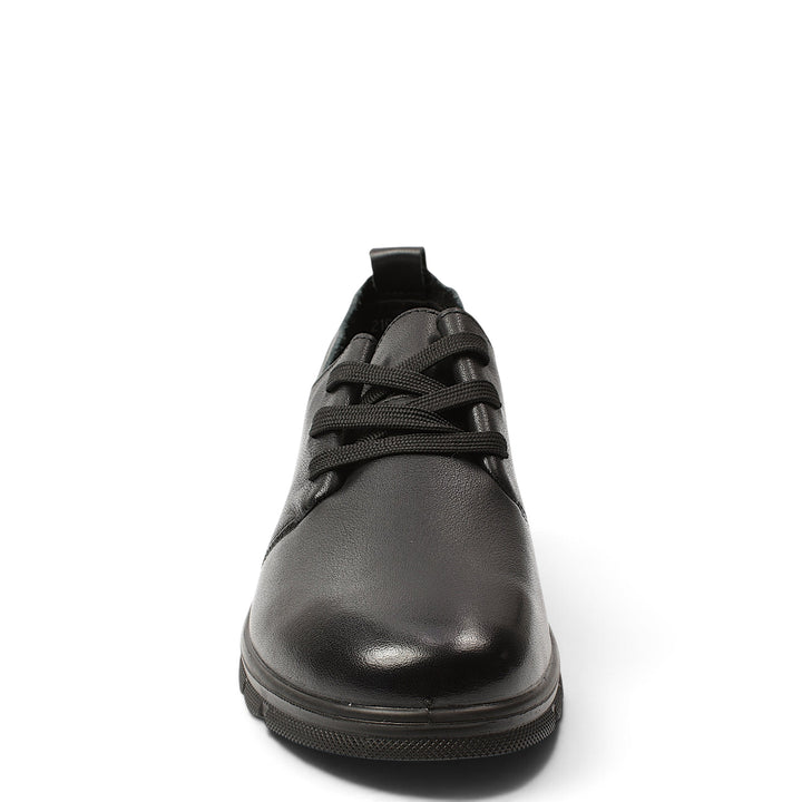 ada-shoes.ro Formazione black leather casual shoes with lace-up closure and flexible stitched sole