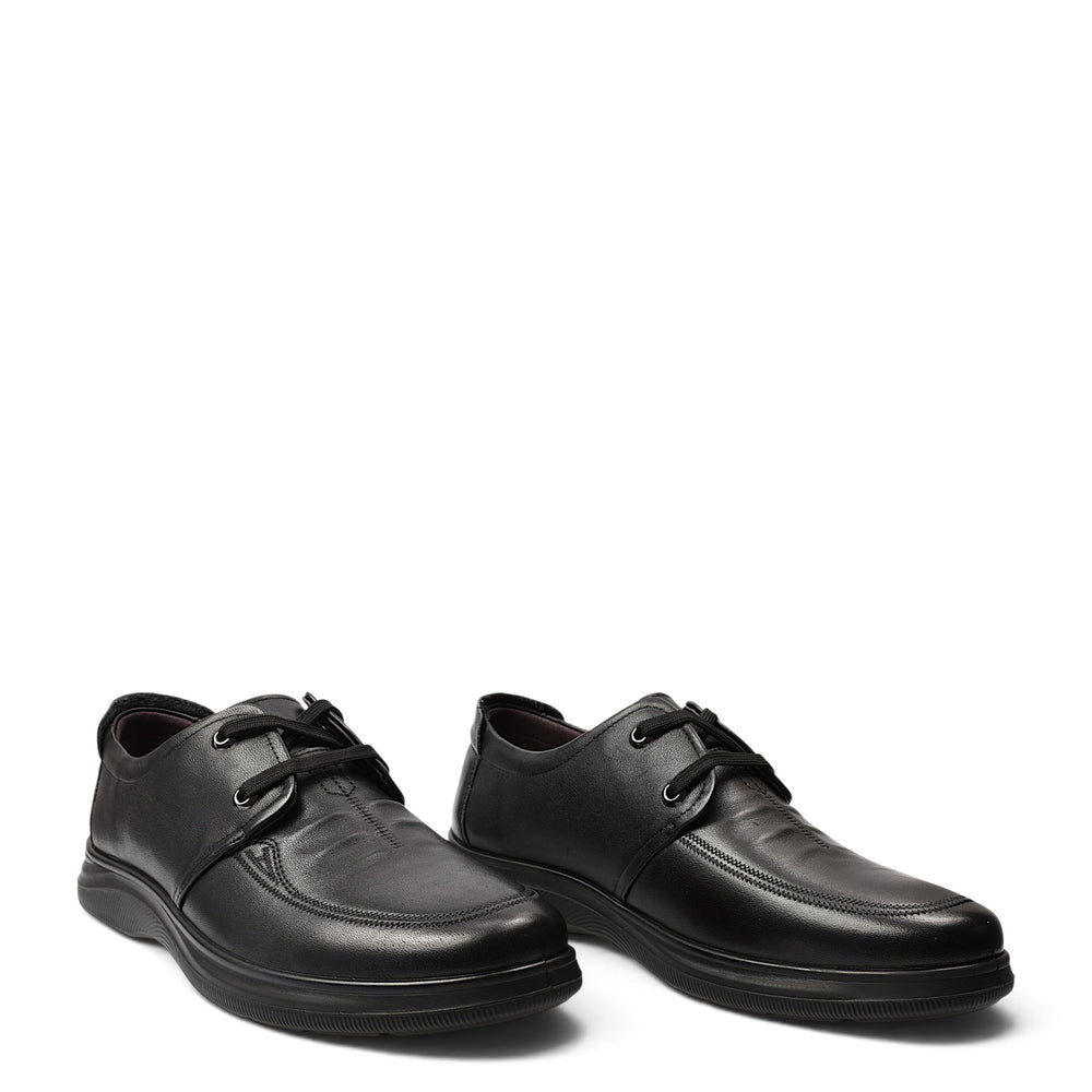 ada-shoes.ro black leather casual men's shoes with lace-up closure and flexible stitched soles