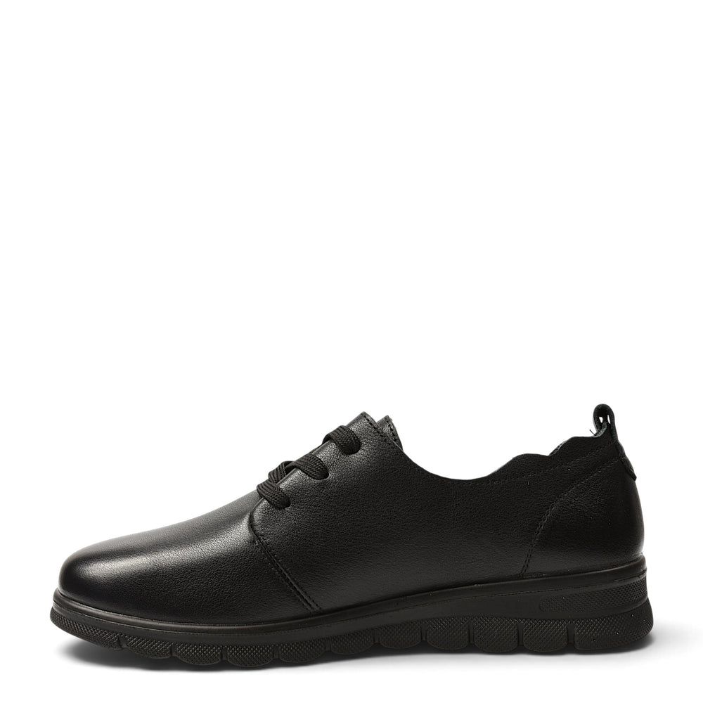 ada-shoes.ro Formazione black natural leather casual shoes with lace-up closure and flexible stitched sole