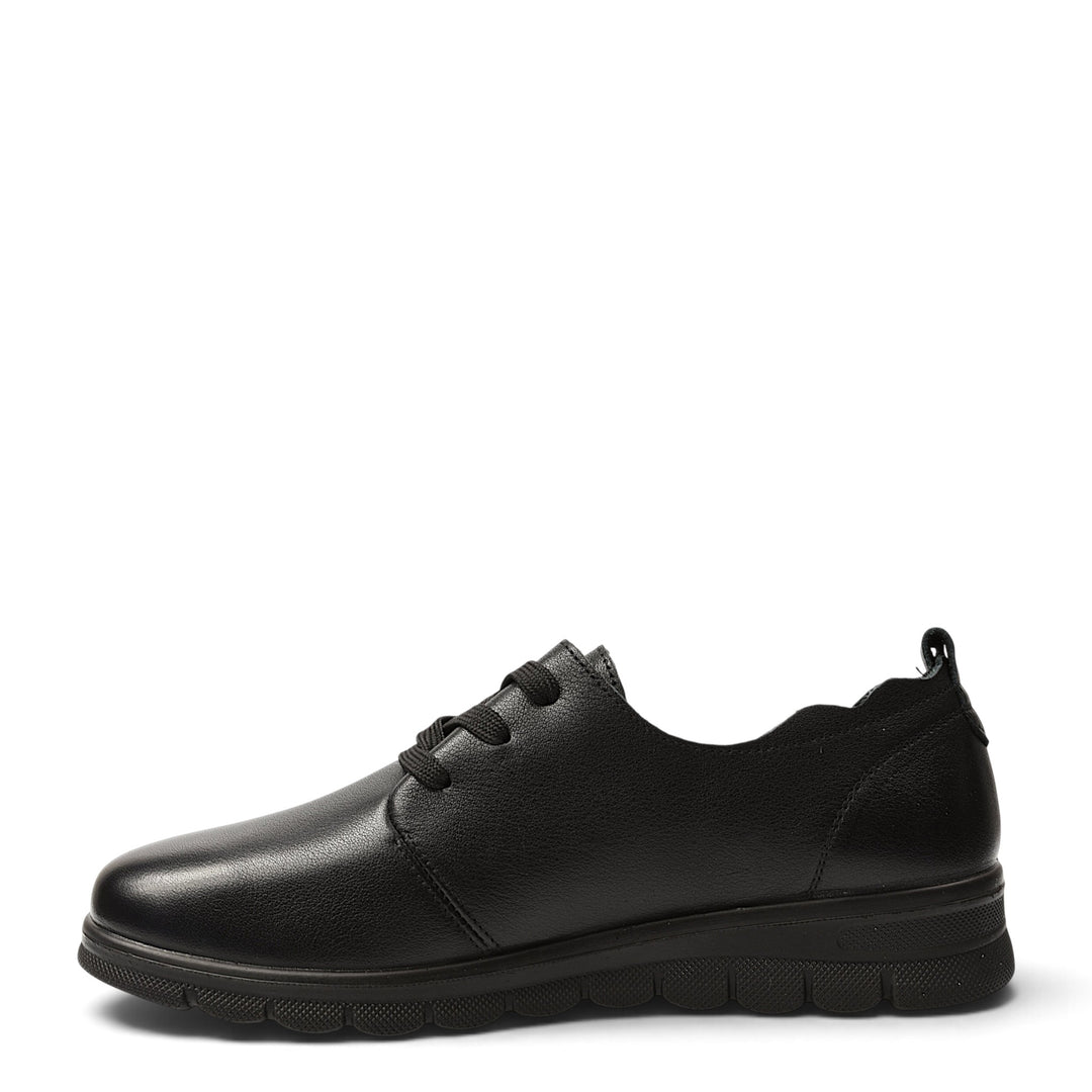 ada-shoes.ro Formazione black natural leather casual shoes with lace-up closure and flexible stitched sole