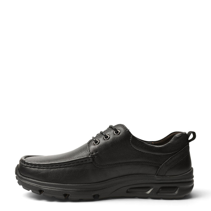 ada-shoes.ro black leather casual sneakers with lace-up closure and flexible 3cm sole for men