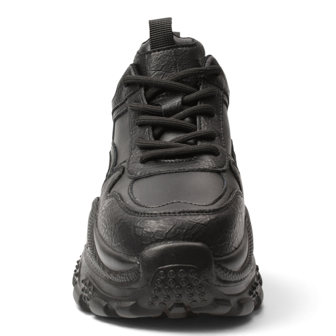 ada-shoes.ro black leather sneakers with a chunky 4cm sole and lace-up closure for casual daily wear