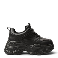 ada-shoes.ro black leather sneakers with a chunky 4cm platform sole, lace-up closure, and modern casual design.