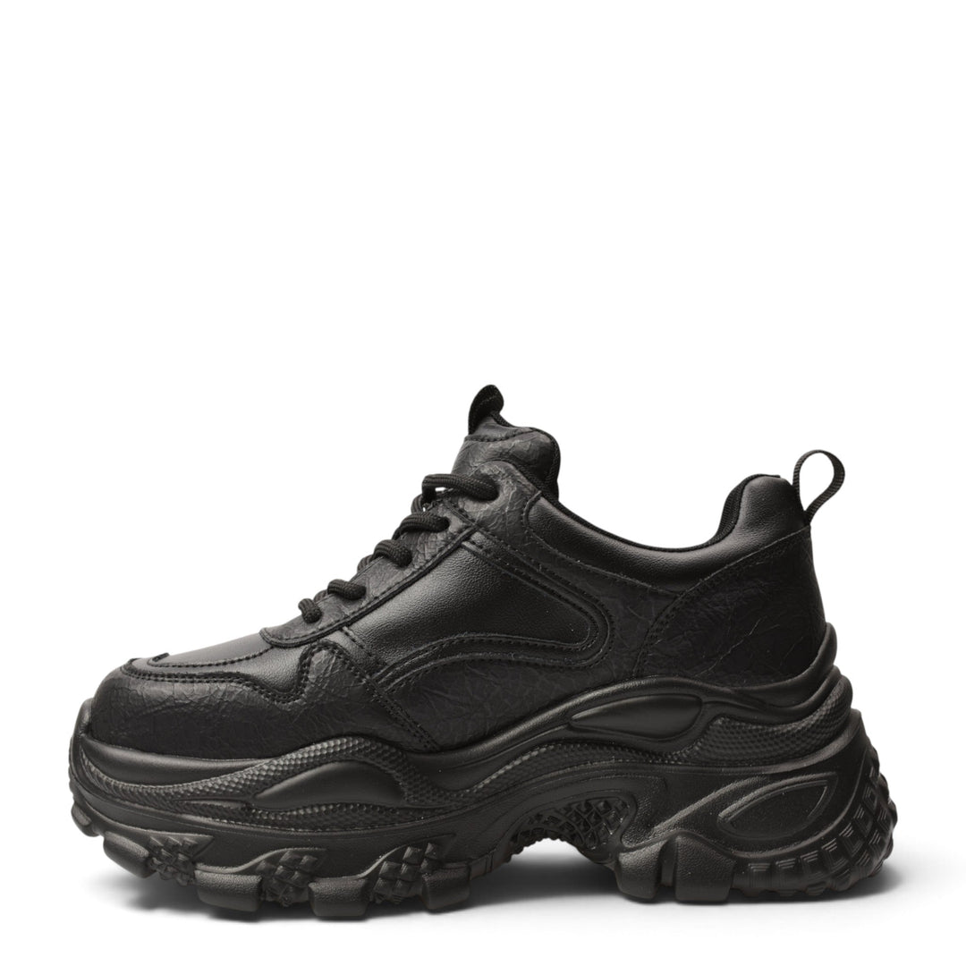 ada-shoes.ro black leather platform sneakers with a thick, flexible sole and lace-up closure for casual daily wear