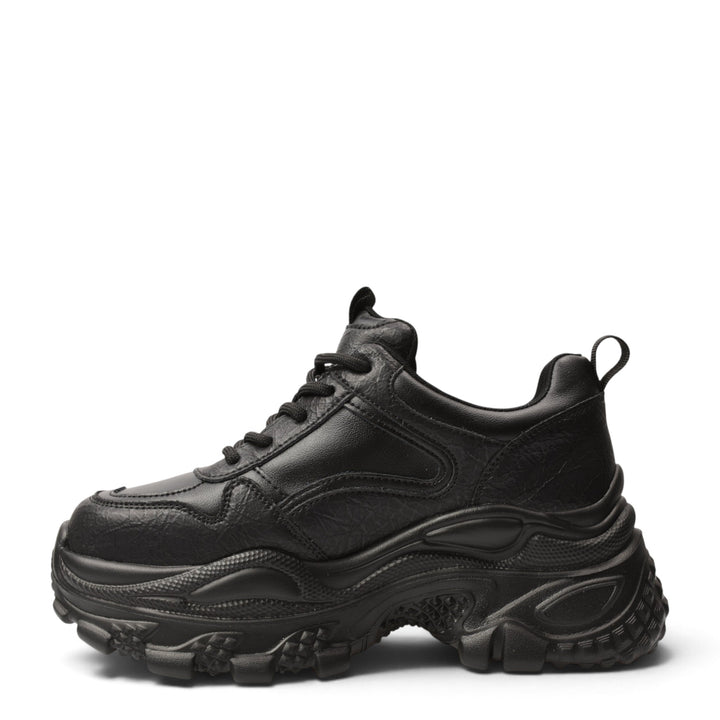 ada-shoes.ro black leather platform sneakers with a thick, flexible sole and lace-up closure for casual daily wear