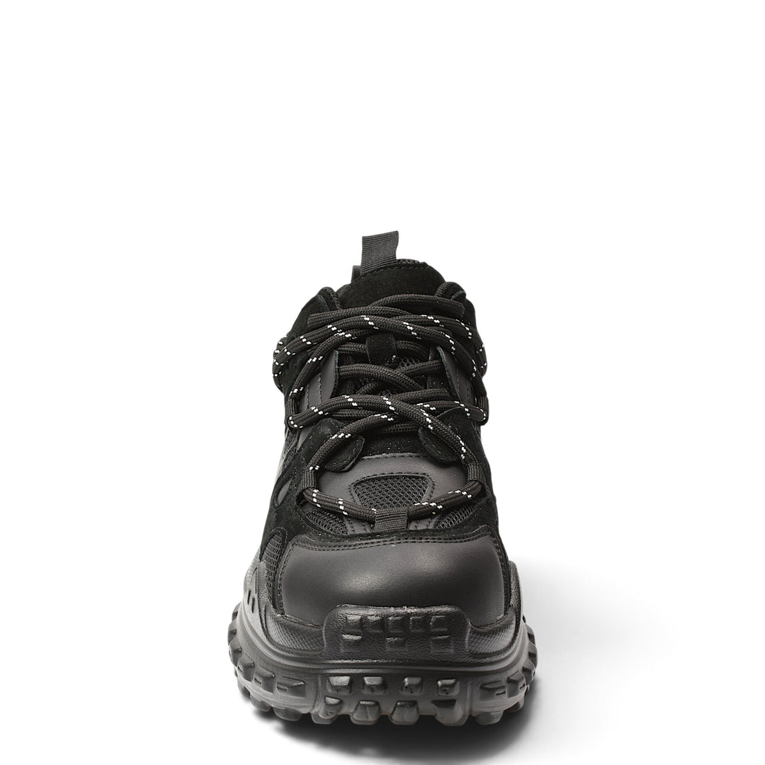 ada-shoes.ro black leather and suede sneakers with a chunky 5cm platform sole and lace-up closure