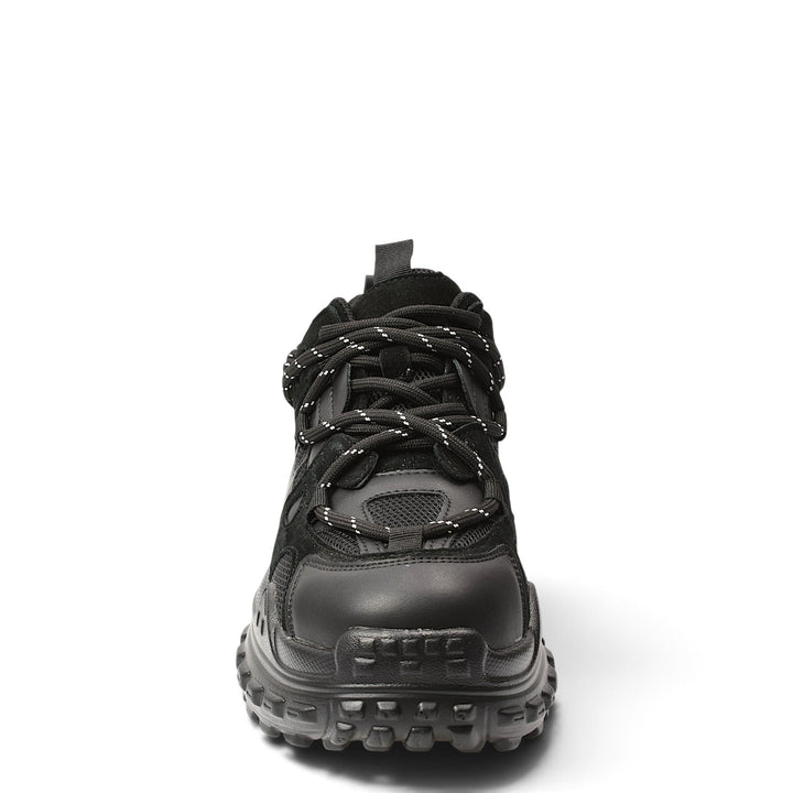 ada-shoes.ro black leather and suede sneakers with a chunky 5cm platform sole and lace-up closure